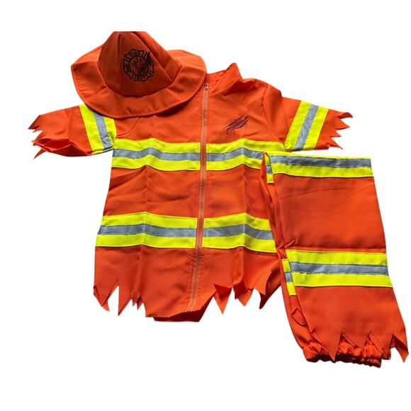 Firefighter Zombie 3 Piece Halloween Costume Child's Size 9-10 - Picture 1 of 7